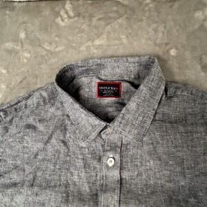 UNTUCKit Shirt Mens XL Blue Button Down 100% Linen Wrinkle Resistant Long Sleeve